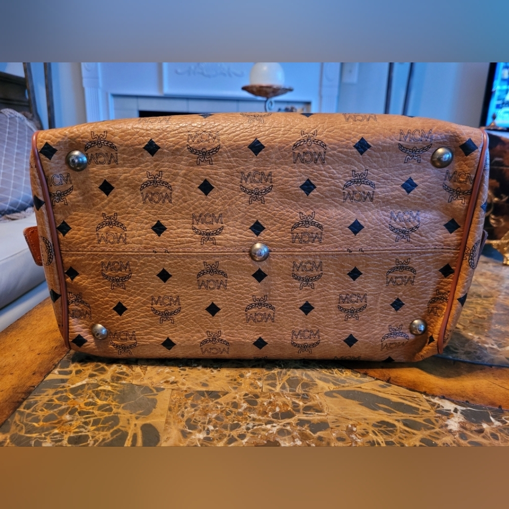 MCM Cognac Visetos Satchel Bag - Picture 7 of 9